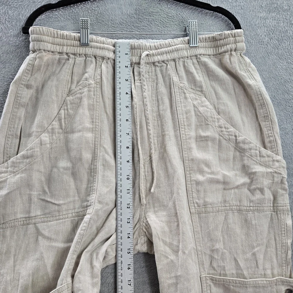Free People Women Pants M Brown Feelin Good‎ Utility Cargo Linen 27